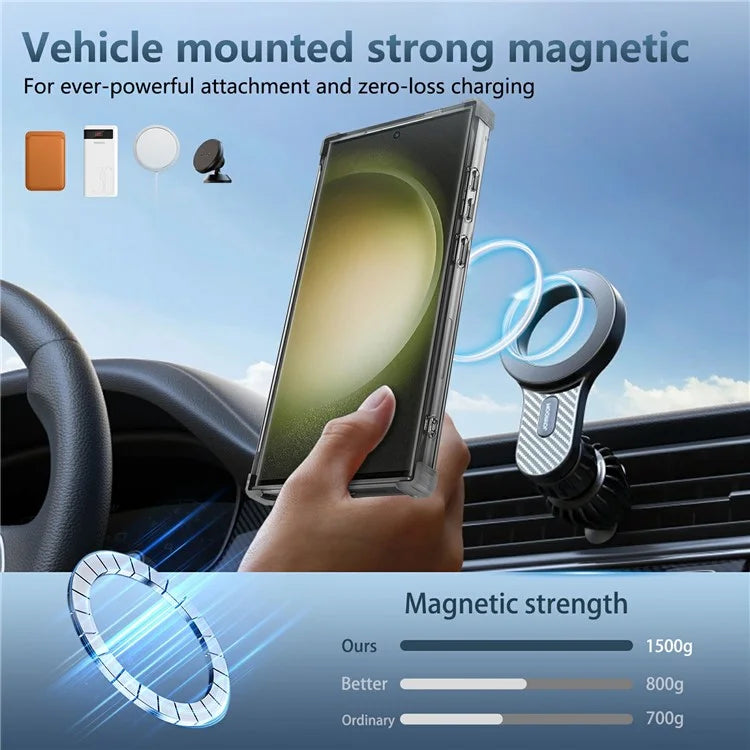 For Samsung Galaxy S23 Ultra Case PC+TPU Magnetic Phone Cover Rotation Kickstand Ring Holder