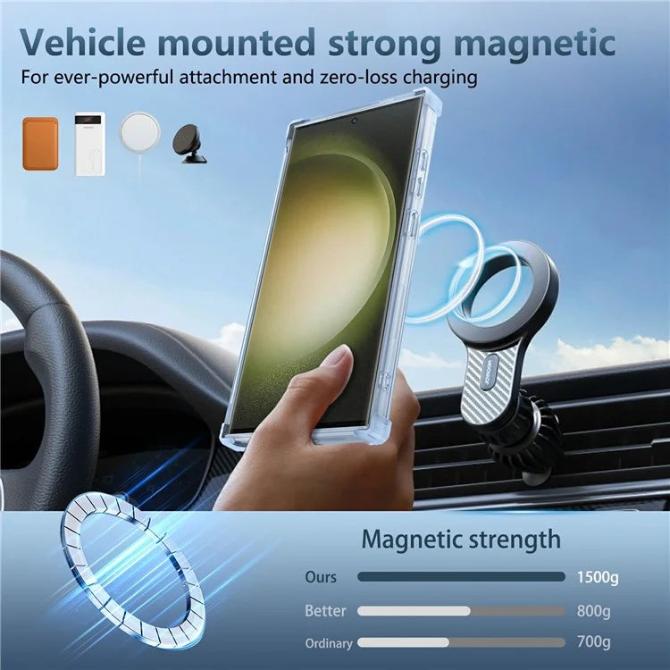 For Samsung Galaxy S23 Ultra Case PC+TPU Magnetic Phone Cover Rotation Kickstand Ring Holder