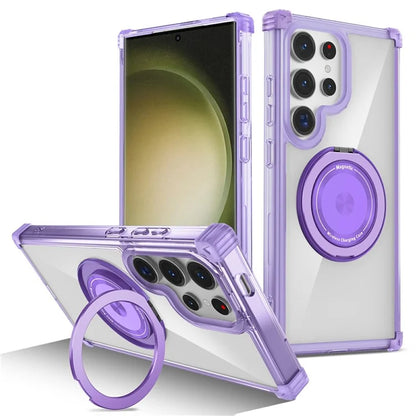 For Samsung Galaxy S23 Ultra Case PC+TPU Magnetic Phone Cover Rotation Kickstand Ring Holder