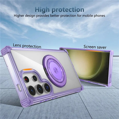 For Samsung Galaxy S23 Ultra Case PC+TPU Magnetic Phone Cover Rotation Kickstand Ring Holder
