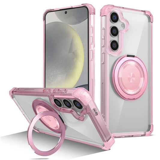 For Samsung Galaxy S24+ Magnetic Case Ring Holder PC+TPU Military Grade Protective Phone Cover