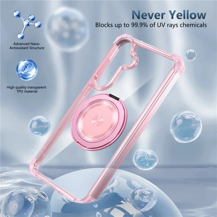 For Samsung Galaxy S24+ Magnetic Case Ring Holder PC+TPU Military Grade Protective Phone Cover