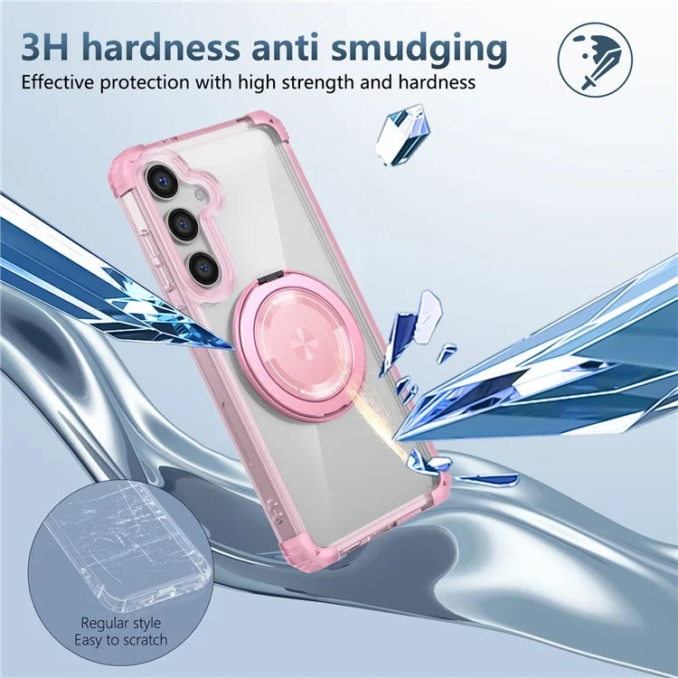 For Samsung Galaxy S24+ Magnetic Case Ring Holder PC+TPU Military Grade Protective Phone Cover
