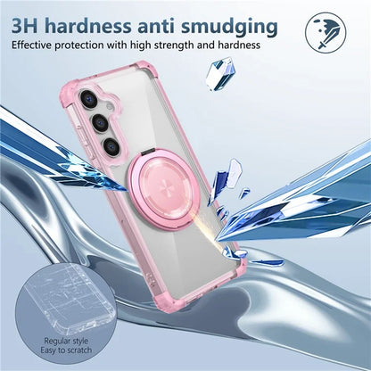 For Samsung Galaxy S24+ Magnetic Case Ring Holder PC+TPU Military Grade Protective Phone Cover