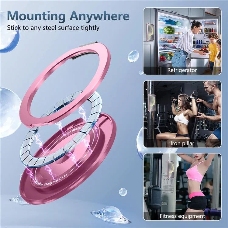 For Samsung Galaxy S24+ Magnetic Case Ring Holder PC+TPU Military Grade Protective Phone Cover