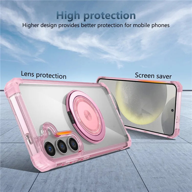 For Samsung Galaxy S24+ Magnetic Case Ring Holder PC+TPU Military Grade Protective Phone Cover