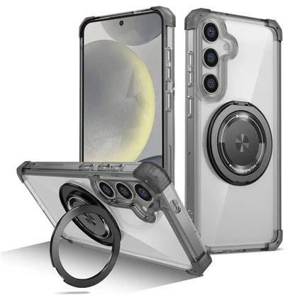 For Samsung Galaxy S24+ Magnetic Case Ring Holder PC+TPU Military Grade Protective Phone Cover