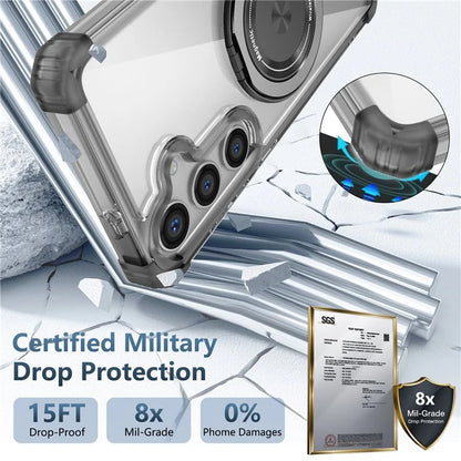 For Samsung Galaxy S24+ Magnetic Case Ring Holder PC+TPU Military Grade Protective Phone Cover