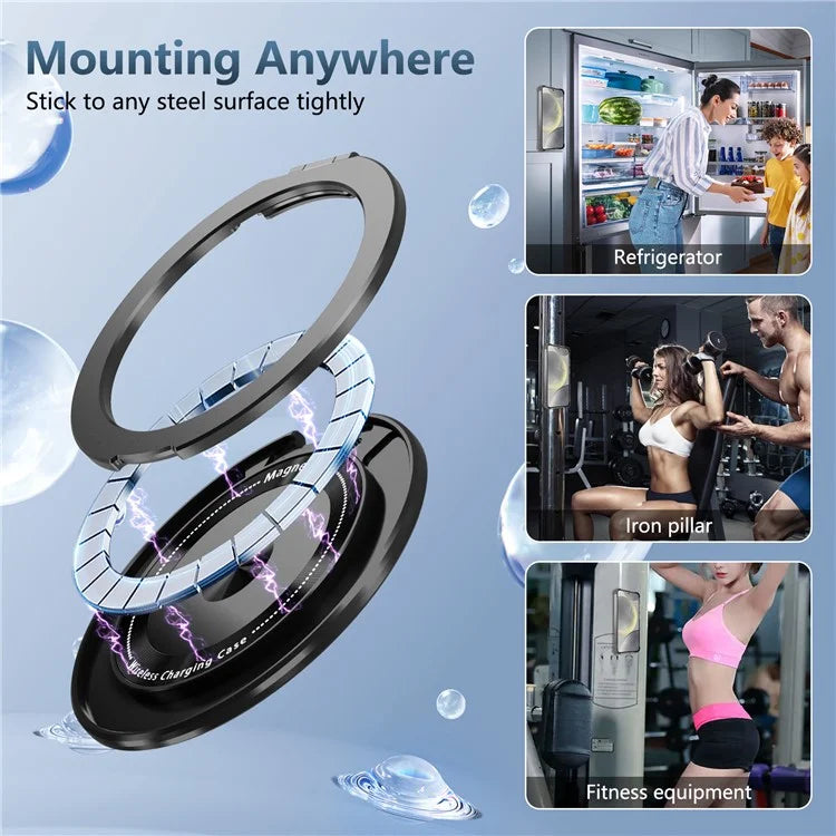 For Samsung Galaxy S24+ Magnetic Case Ring Holder PC+TPU Military Grade Protective Phone Cover