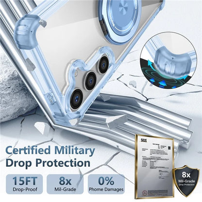 For Samsung Galaxy S24+ Magnetic Case Ring Holder PC+TPU Military Grade Protective Phone Cover