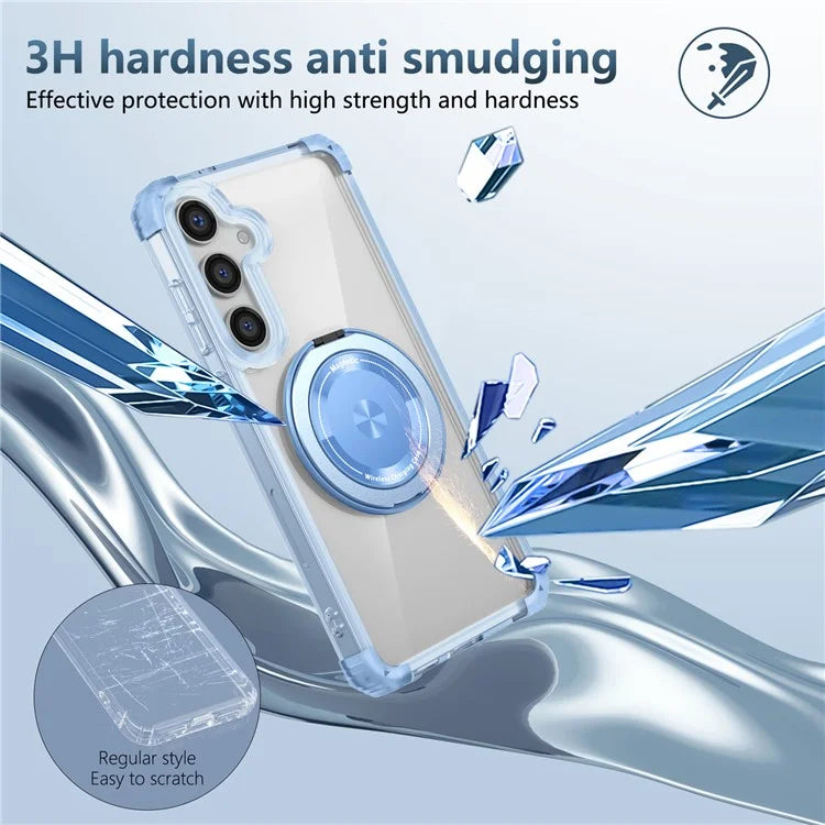 For Samsung Galaxy S24+ Magnetic Case Ring Holder PC+TPU Military Grade Protective Phone Cover