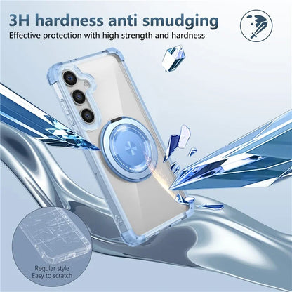 For Samsung Galaxy S24+ Magnetic Case Ring Holder PC+TPU Military Grade Protective Phone Cover