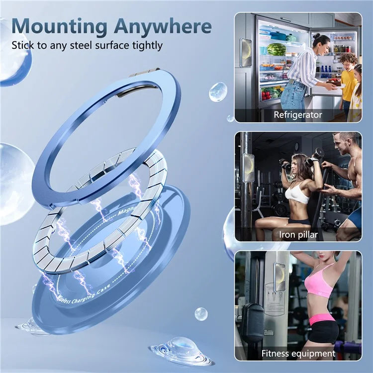 For Samsung Galaxy S24+ Magnetic Case Ring Holder PC+TPU Military Grade Protective Phone Cover