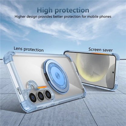 For Samsung Galaxy S24+ Magnetic Case Ring Holder PC+TPU Military Grade Protective Phone Cover