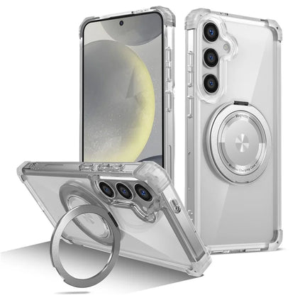 For Samsung Galaxy S24+ Magnetic Case Ring Holder PC+TPU Military Grade Protective Phone Cover