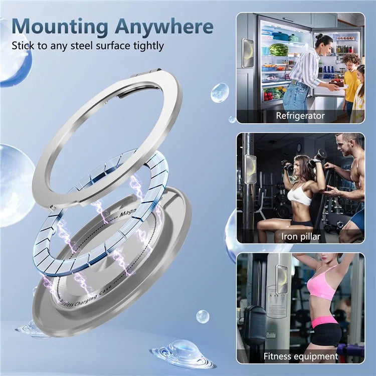 For Samsung Galaxy S24+ Magnetic Case Ring Holder PC+TPU Military Grade Protective Phone Cover