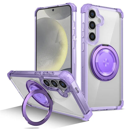 For Samsung Galaxy S24+ Magnetic Case Ring Holder PC+TPU Military Grade Protective Phone Cover