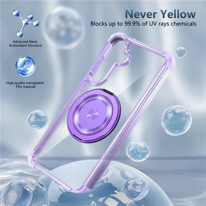 For Samsung Galaxy S24+ Magnetic Case Ring Holder PC+TPU Military Grade Protective Phone Cover