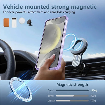 For Samsung Galaxy S24+ Magnetic Case Ring Holder PC+TPU Military Grade Protective Phone Cover