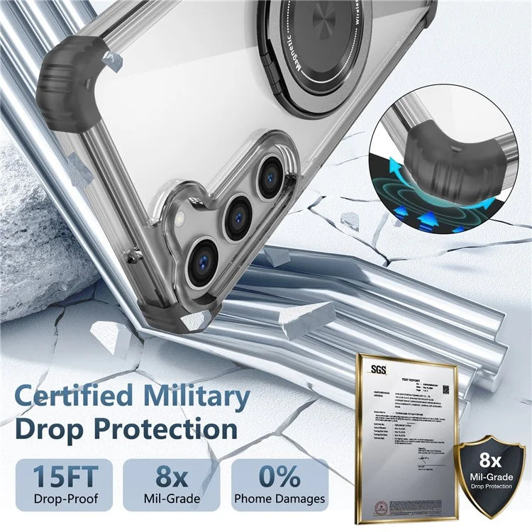 For Samsung Galaxy S23+ Case Compatible with MagSafe Ring Holder PC+TPU Phone Cover