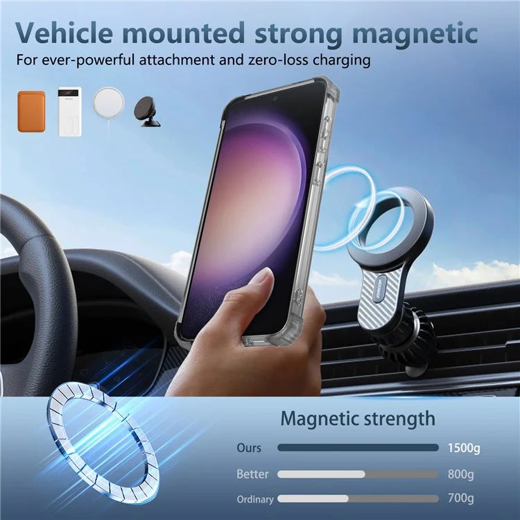 For Samsung Galaxy S23+ Case Compatible with MagSafe Ring Holder PC+TPU Phone Cover