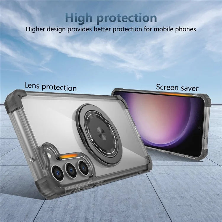 For Samsung Galaxy S23+ Case Compatible with MagSafe Ring Holder PC+TPU Phone Cover