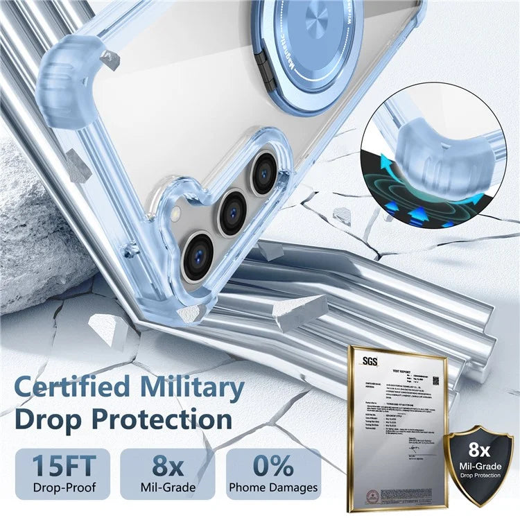 For Samsung Galaxy S23+ Case Compatible with MagSafe Ring Holder PC+TPU Phone Cover