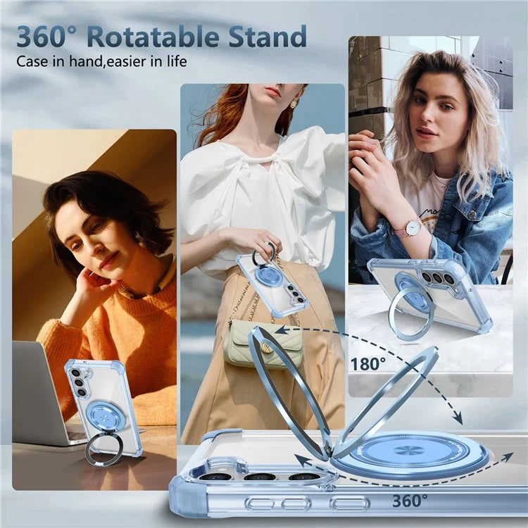 For Samsung Galaxy S23+ Case Compatible with MagSafe Ring Holder PC+TPU Phone Cover