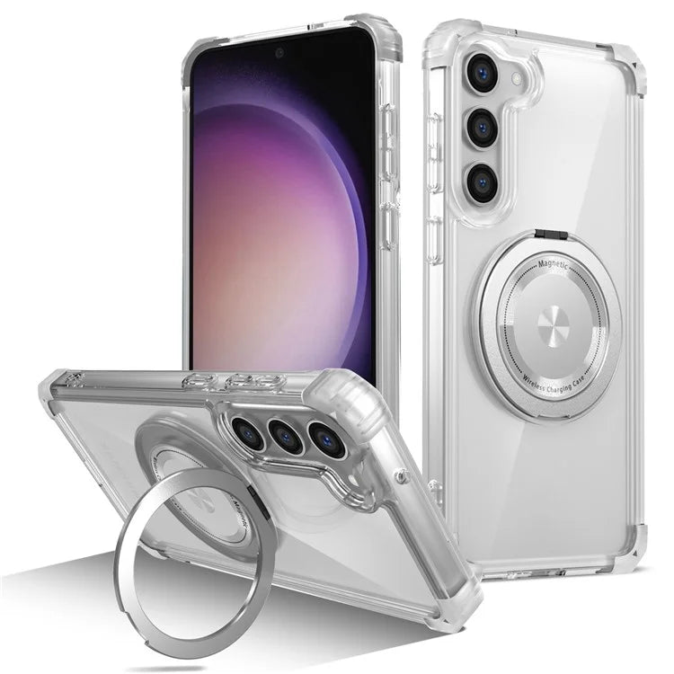 For Samsung Galaxy S23+ Case Compatible with MagSafe Ring Holder PC+TPU Phone Cover