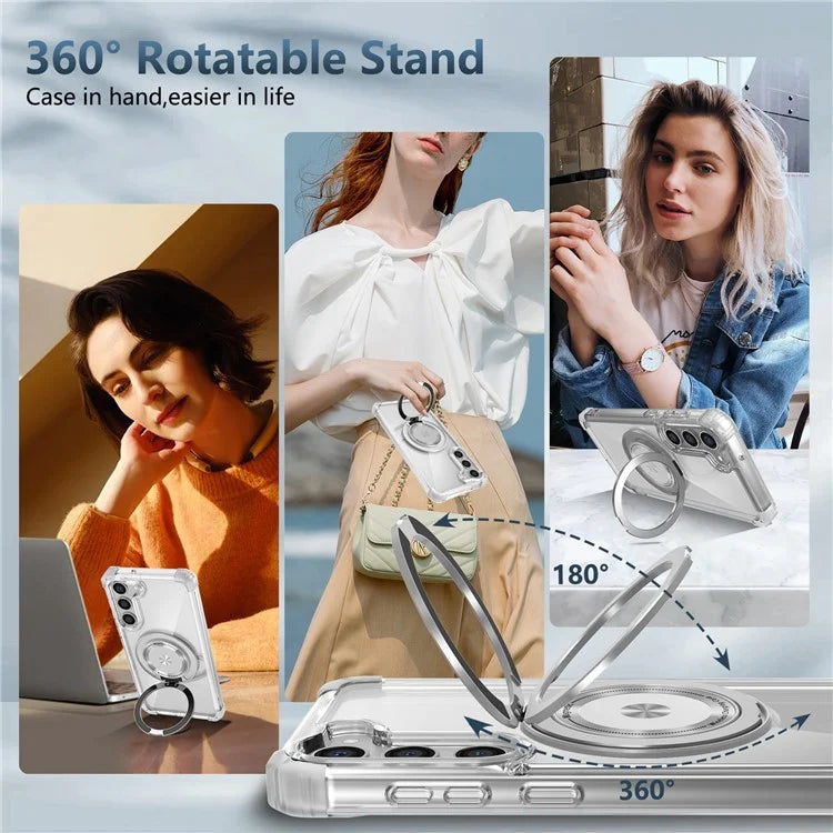 For Samsung Galaxy S23+ Case Compatible with MagSafe Ring Holder PC+TPU Phone Cover