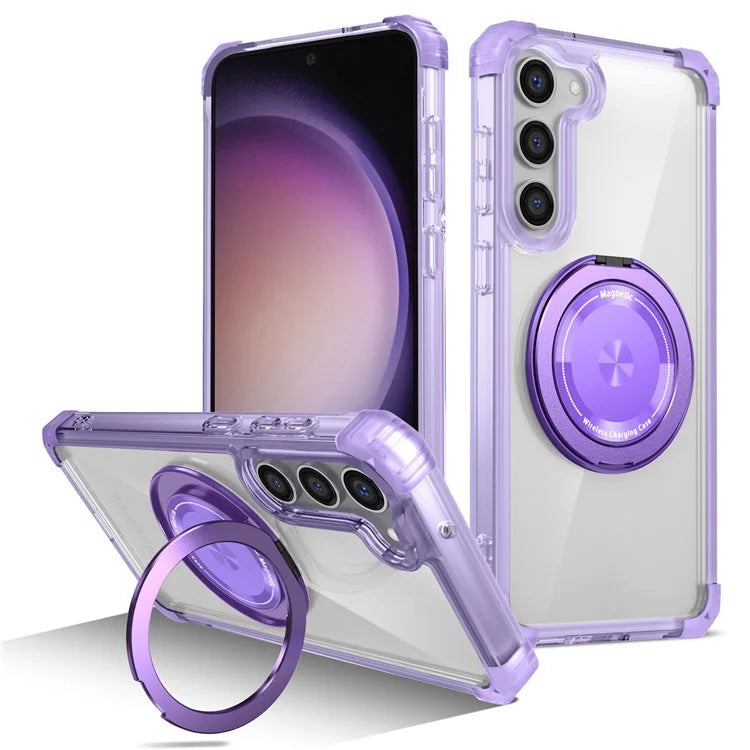 For Samsung Galaxy S23+ Case Compatible with MagSafe Ring Holder PC+TPU Phone Cover