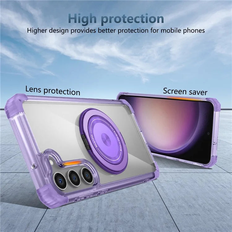 For Samsung Galaxy S23+ Case Compatible with MagSafe Ring Holder PC+TPU Phone Cover