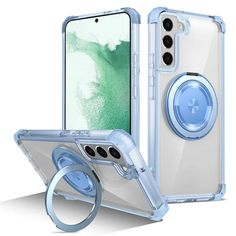 For Samsung Galaxy S22+ 5G Case PC+TPU Phone Cover Magnetic Ring Holder Kickstand