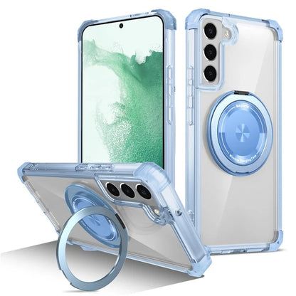 For Samsung Galaxy S22+ 5G Case PC+TPU Phone Cover Magnetic Ring Holder Kickstand