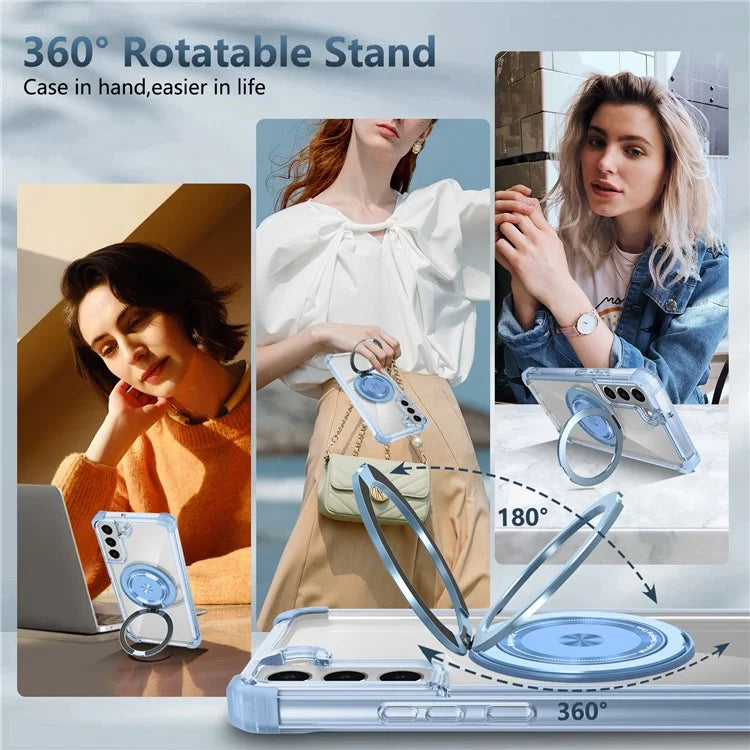 For Samsung Galaxy S22+ 5G Case PC+TPU Phone Cover Magnetic Ring Holder Kickstand