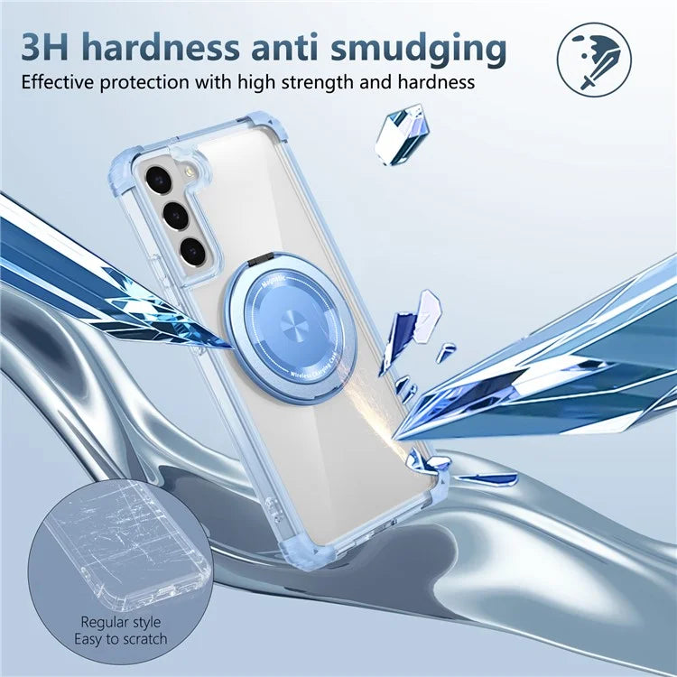 For Samsung Galaxy S22+ 5G Case PC+TPU Phone Cover Magnetic Ring Holder Kickstand