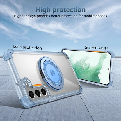 For Samsung Galaxy S22+ 5G Case PC+TPU Phone Cover Magnetic Ring Holder Kickstand