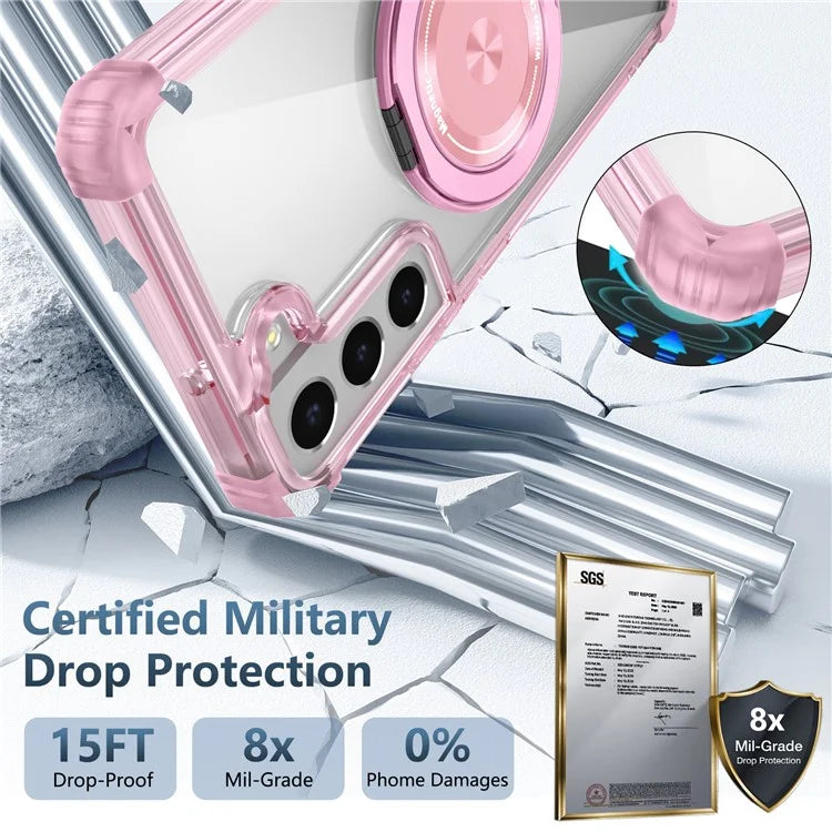 For Samsung Galaxy S22+ 5G Case PC+TPU Phone Cover Magnetic Ring Holder Kickstand