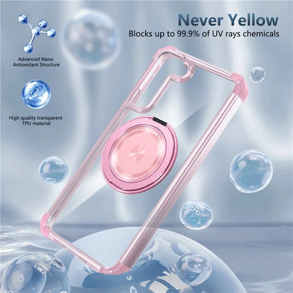 For Samsung Galaxy S22+ 5G Case PC+TPU Phone Cover Magnetic Ring Holder Kickstand