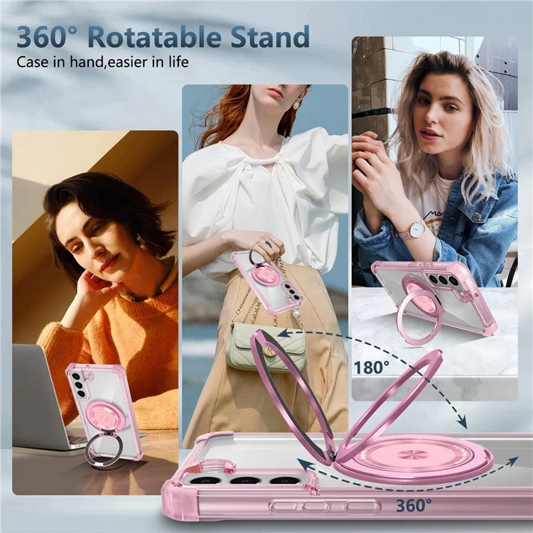 For Samsung Galaxy S22+ 5G Case PC+TPU Phone Cover Magnetic Ring Holder Kickstand