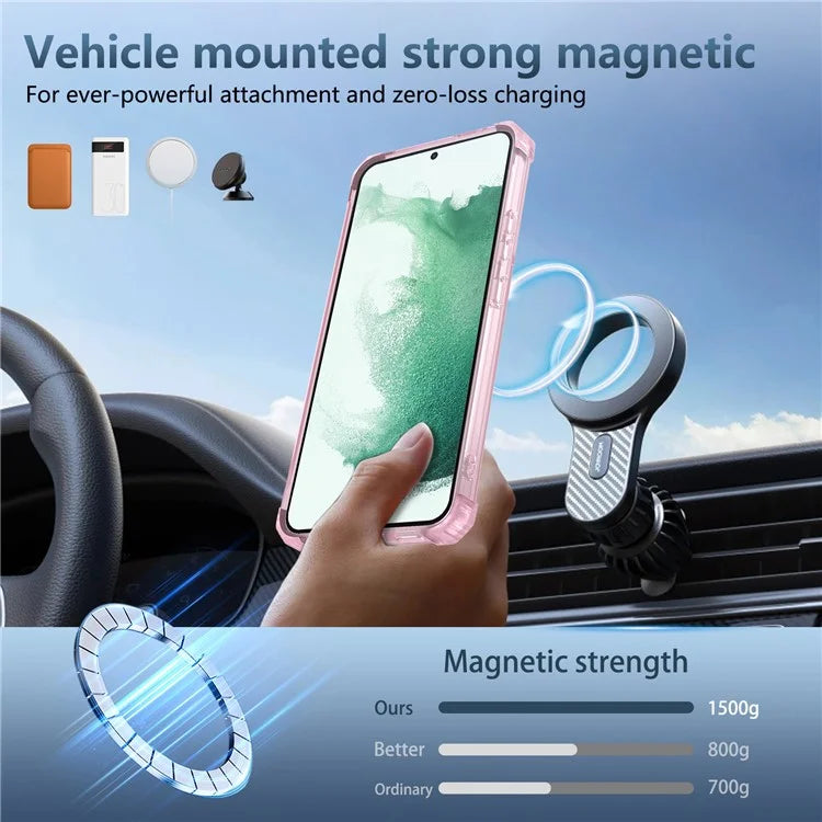 For Samsung Galaxy S22+ 5G Case PC+TPU Phone Cover Magnetic Ring Holder Kickstand
