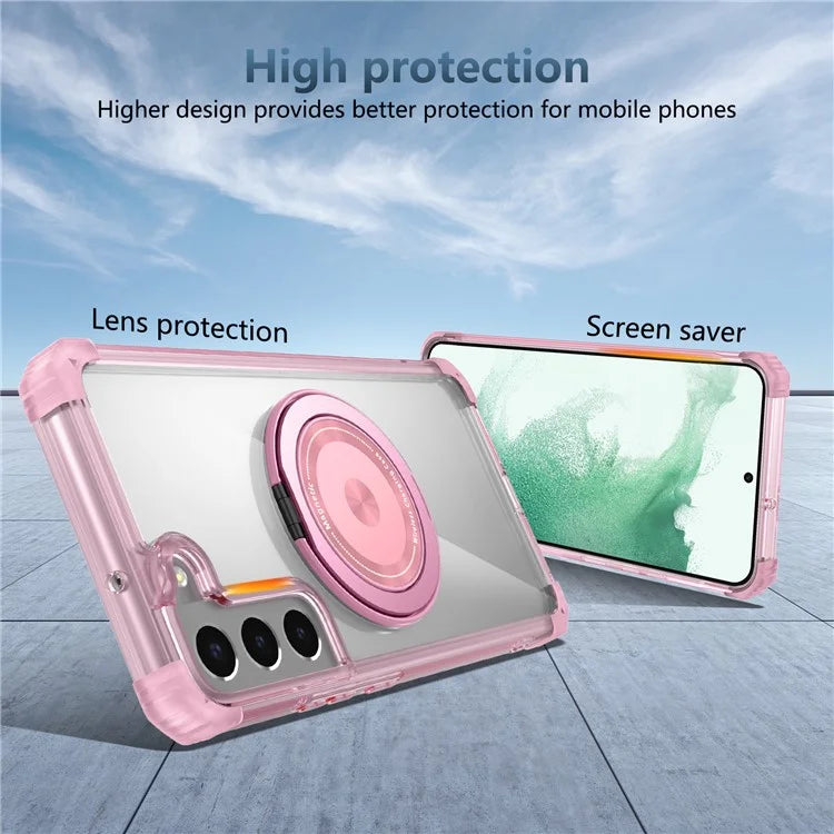 For Samsung Galaxy S22+ 5G Case PC+TPU Phone Cover Magnetic Ring Holder Kickstand