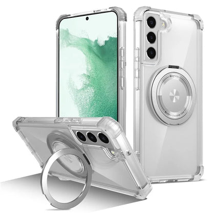 For Samsung Galaxy S22+ 5G Case PC+TPU Phone Cover Magnetic Ring Holder Kickstand
