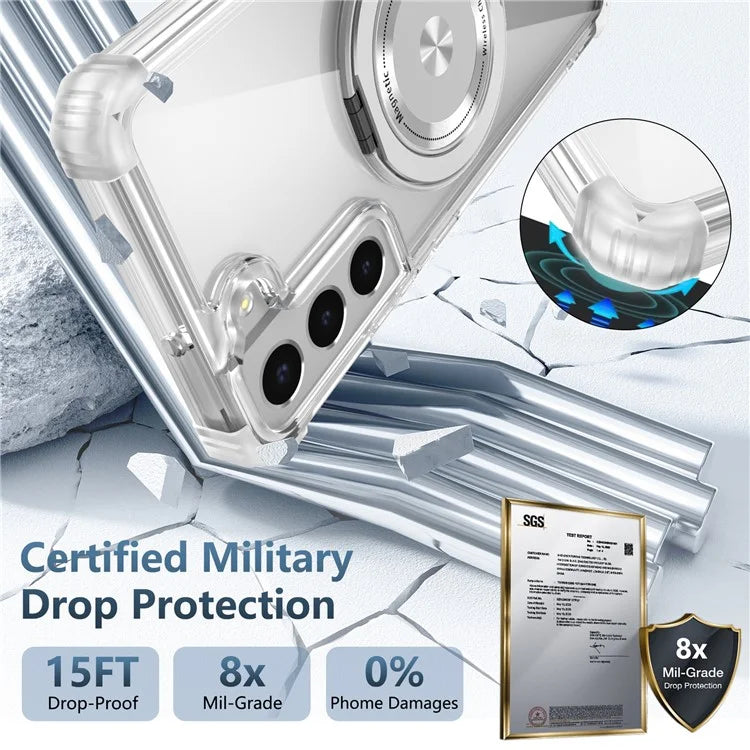 For Samsung Galaxy S22+ 5G Case PC+TPU Phone Cover Magnetic Ring Holder Kickstand
