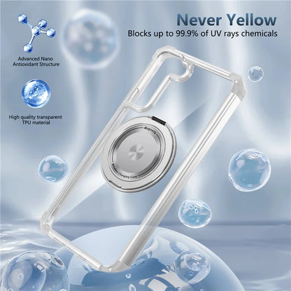For Samsung Galaxy S22+ 5G Case PC+TPU Phone Cover Magnetic Ring Holder Kickstand