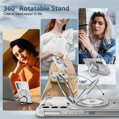 For Samsung Galaxy S22+ 5G Case PC+TPU Phone Cover Magnetic Ring Holder Kickstand