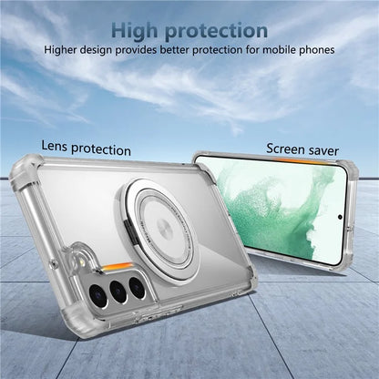For Samsung Galaxy S22+ 5G Case PC+TPU Phone Cover Magnetic Ring Holder Kickstand