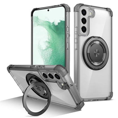 For Samsung Galaxy S22+ 5G Case PC+TPU Phone Cover Magnetic Ring Holder Kickstand