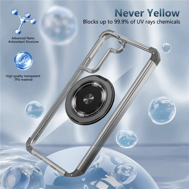 For Samsung Galaxy S22+ 5G Case PC+TPU Phone Cover Magnetic Ring Holder Kickstand
