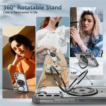 For Samsung Galaxy S22+ 5G Case PC+TPU Phone Cover Magnetic Ring Holder Kickstand